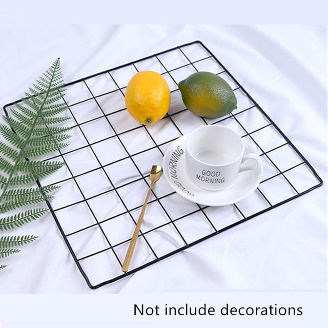 Modern Home Wall Decoration Iron Grid Decor Photo Frame Wall Art Display Mesh Storage Shelf Organizer Postcards DIY Rack Holder