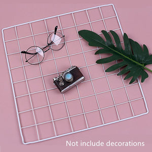Modern Home Wall Decoration Iron Grid Decor Photo Frame Wall Art Display Mesh Storage Shelf Organizer Postcards DIY Rack Holder