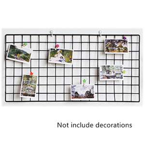 Modern Home Wall Decoration Iron Grid Decor Photo Frame Wall Art Display Mesh Storage Shelf Organizer Postcards DIY Rack Holder